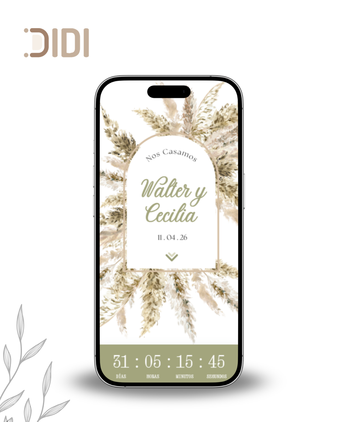 Invitaci&oacute;n XV Eucalipto y Dorado